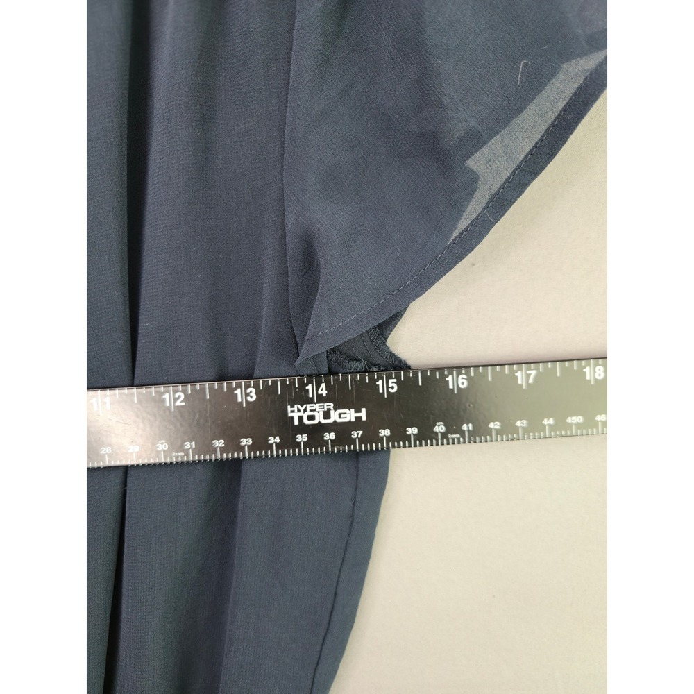 I Love H81 Pleated Mini Dress Medium Navy Purple Colorblock Chiffon Flutter Slv - Picture 4 of 9